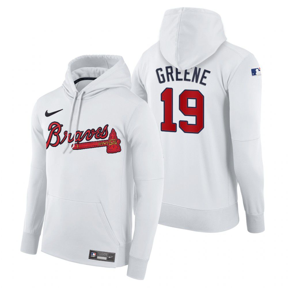 Men Atlanta Braves #19 Greene white home hoodie 2021 MLB Nike Jerseys